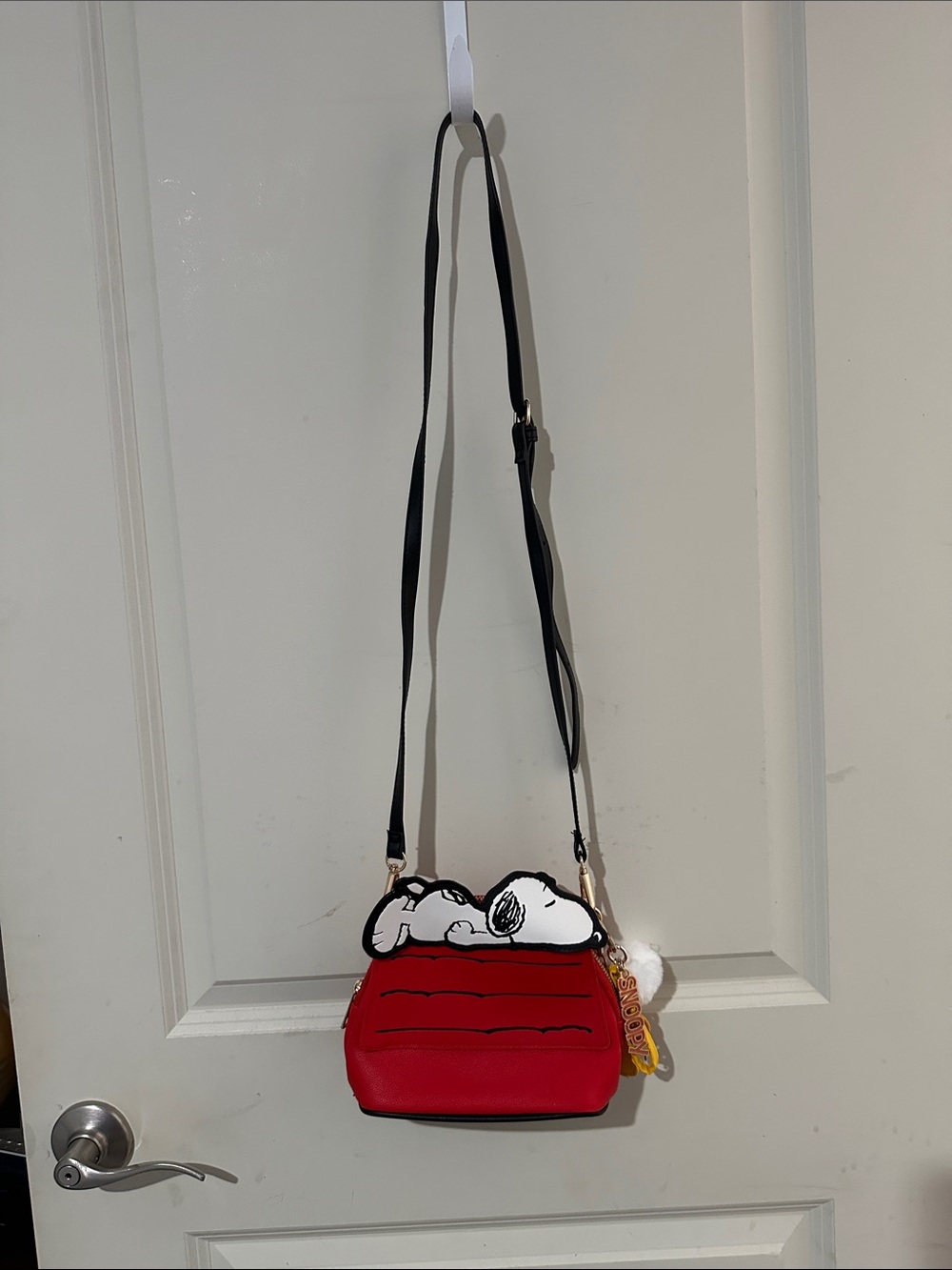 Red Snoopy Crossbody Bag with Black Strap
